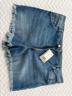 Divided Blue Frayed Hem High Waist Shorts